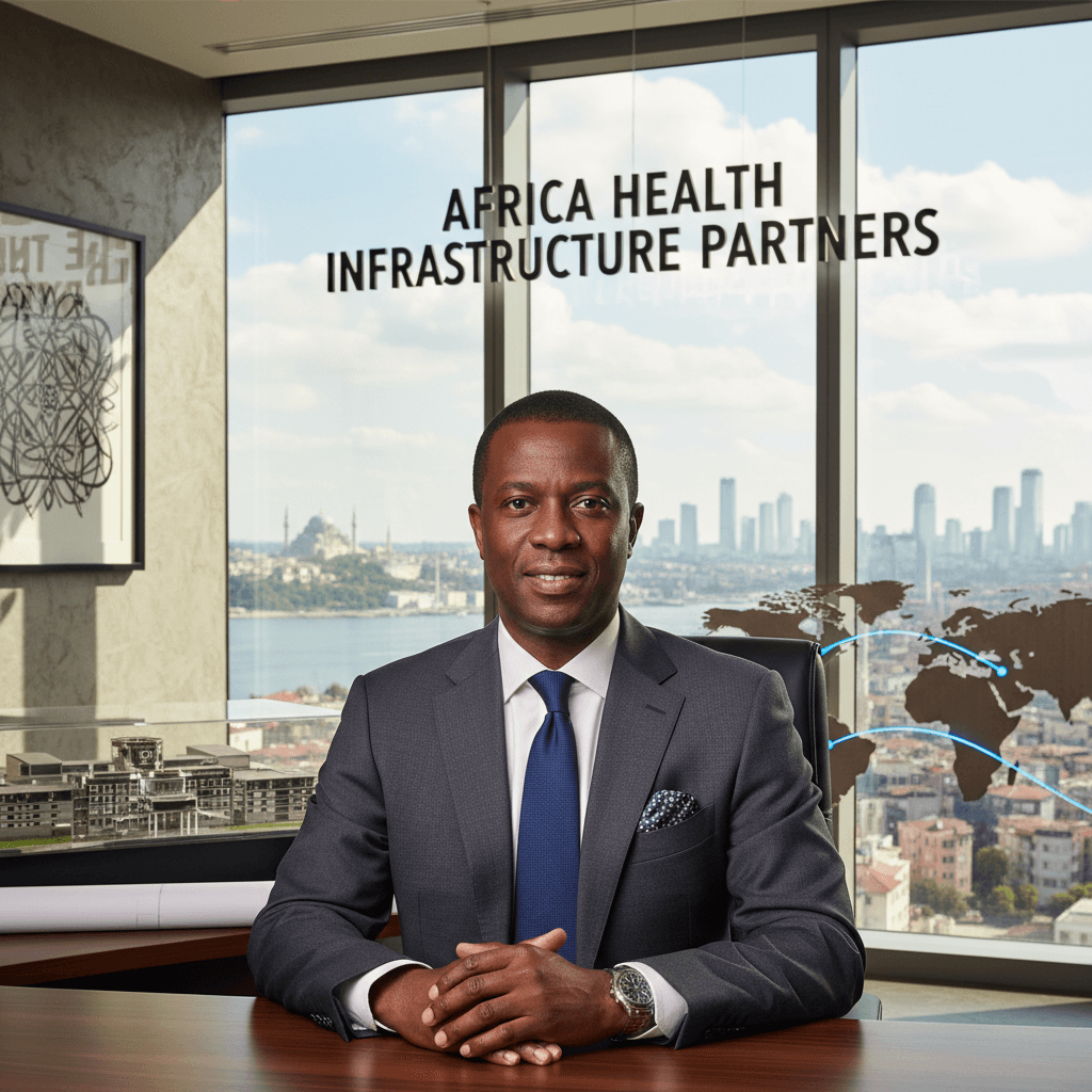 Ayak John, CEO of AfriHIP, in a modern office setting in Istanbul.